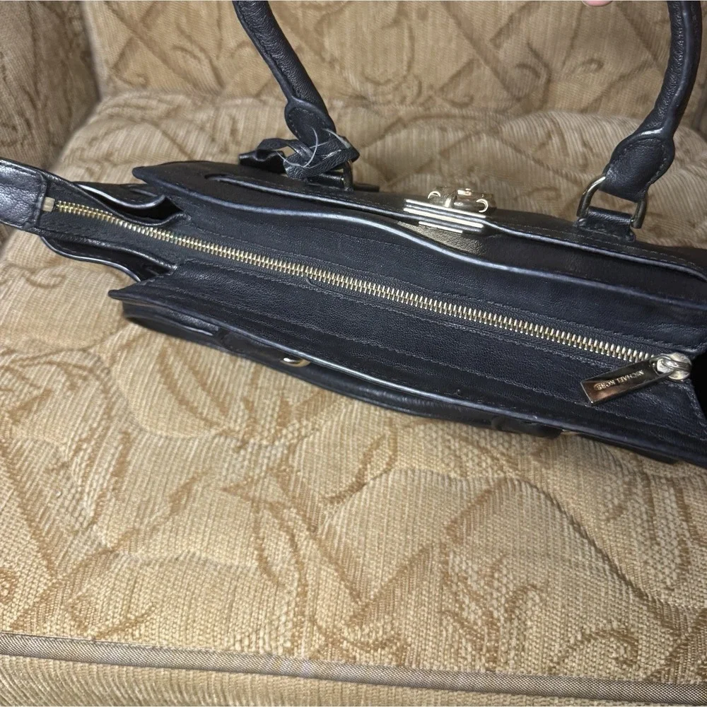 Michael Kors Black‎ Leather Hamilton Traveler LG Satchel Tote Houlder Bag